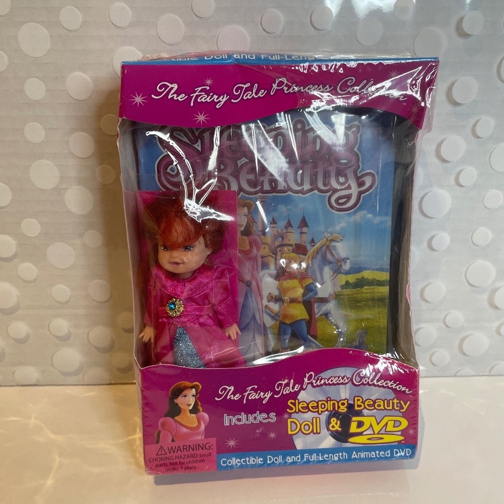 👀2/$15- Fairy Tale Princess 👸 Sleeping Beauty Movie & Doll DVD Set,
